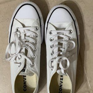 White Platform Low Top Converse Women's 7